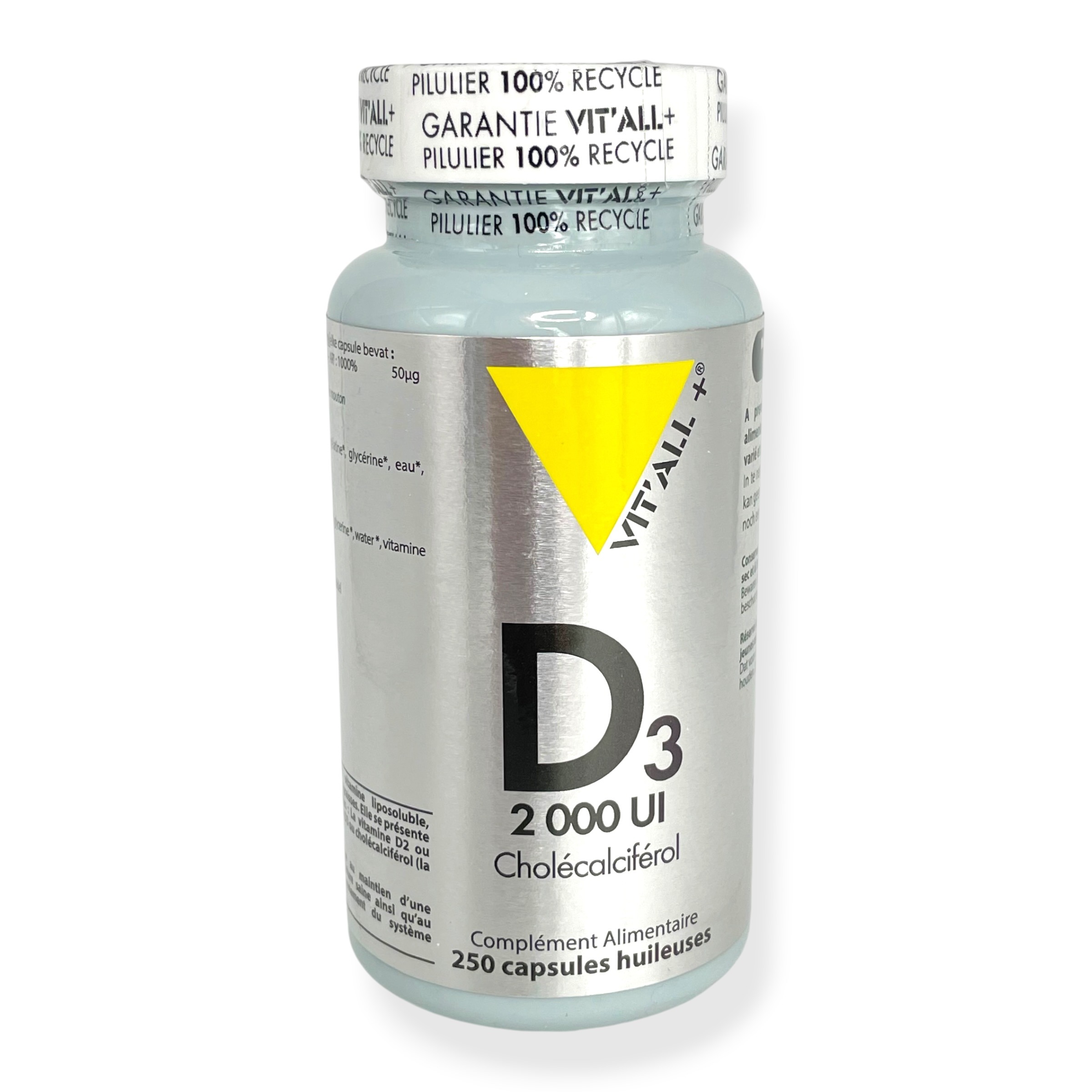 Vitamine D3 2000UI Vit'all+ 250 caps huileuses Cholécalciférol 50mcg
