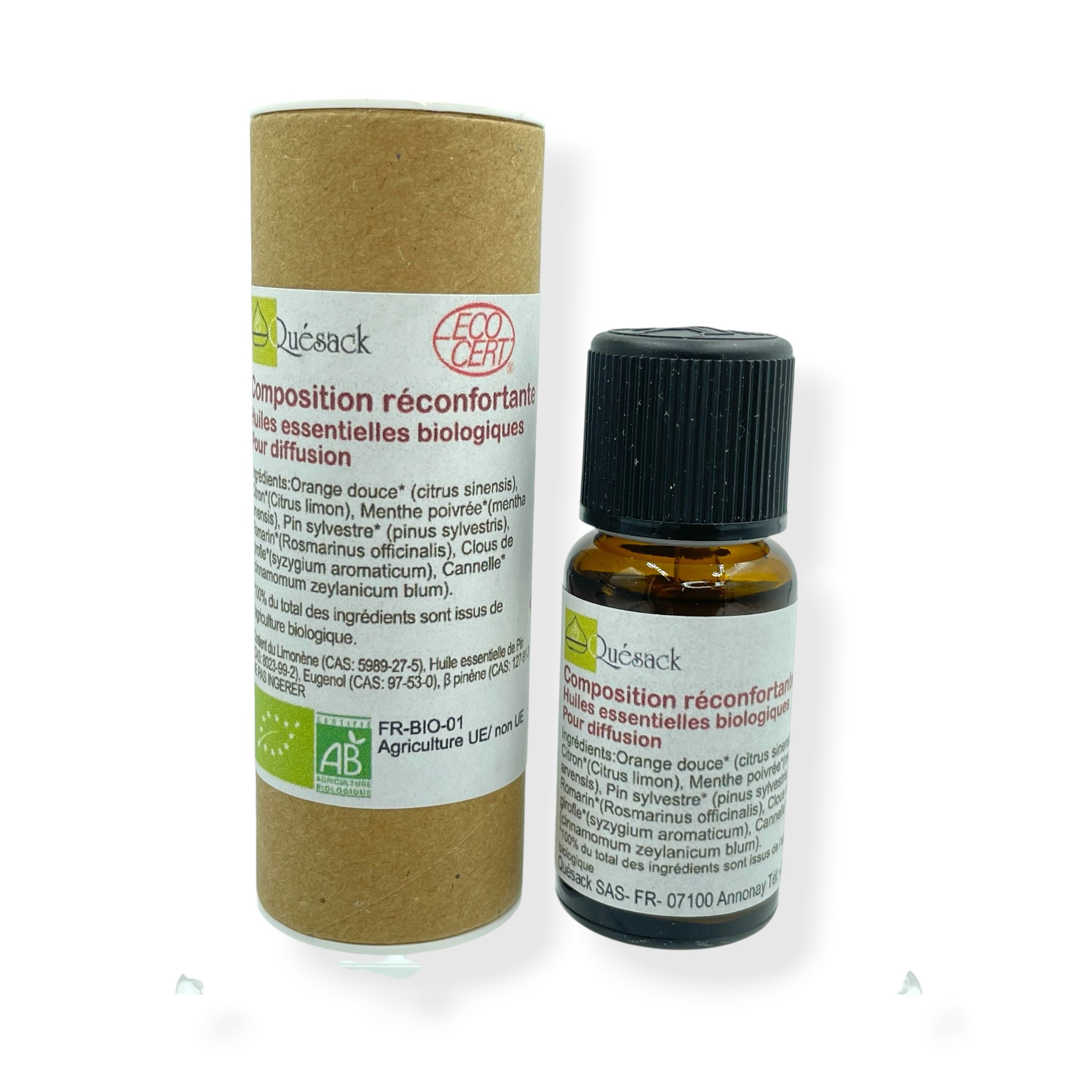 Composition Réconfortante Huiles essentielles bio pour diffusion Quésack 15 ml