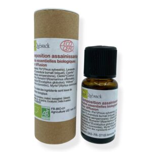 Composition Assainissante d'huiles essentielles bio pour diffusion Quésack 15ml